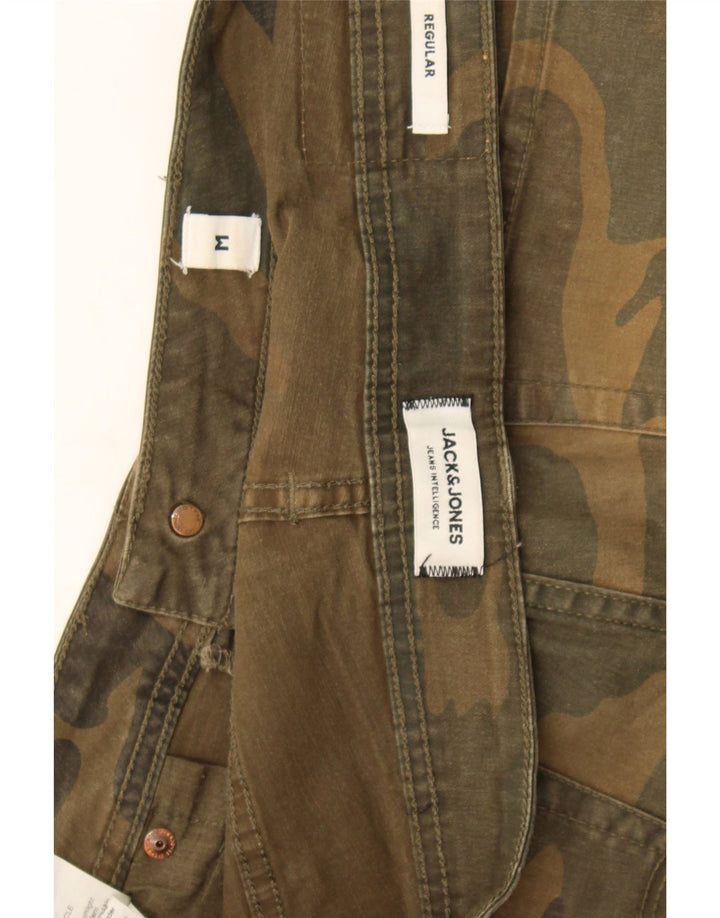 Jack & Jones Mens Regular Casual Shorts Medium W32  Khaki Camouflage Cotton