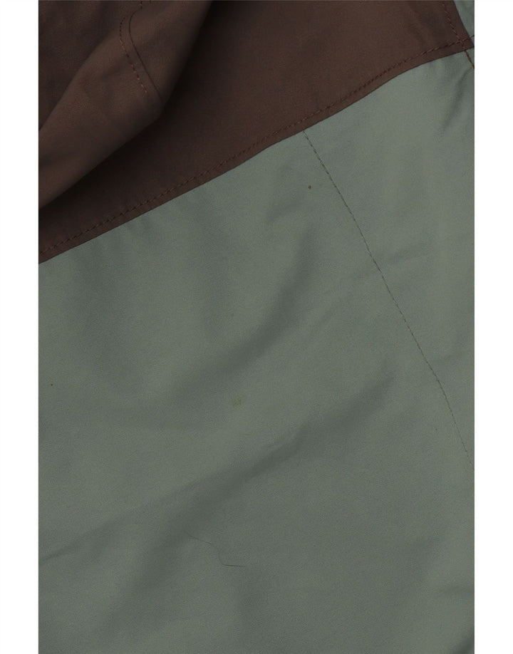 COLUMBIA Womens Hooded Raincoat UK 14 Medium Green Colourblock Polyester