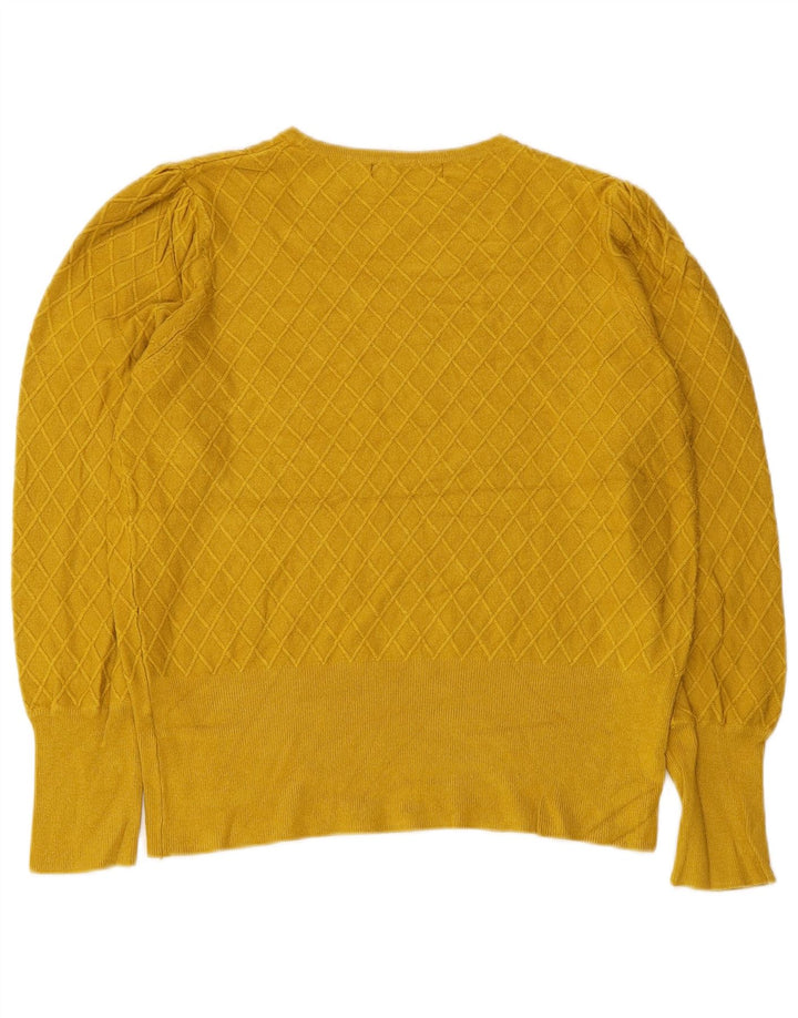 Marks & Spencer Womens Crop Boat Neck Jumper Sweater UK 14 Medium Yellow