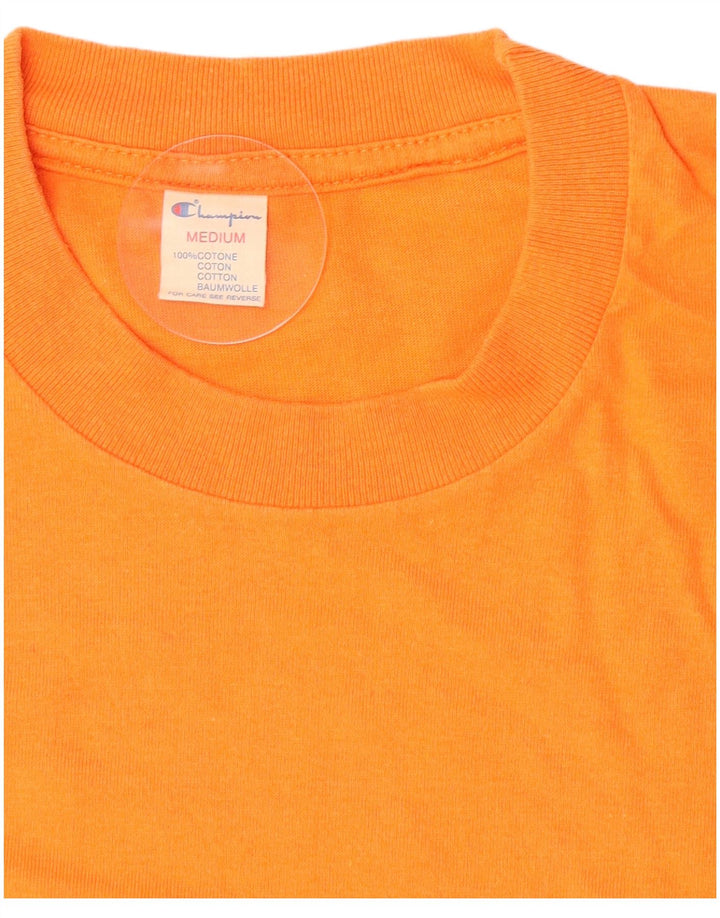 Champion Mens Graphic T-Shirt Top Medium Orange Cotton