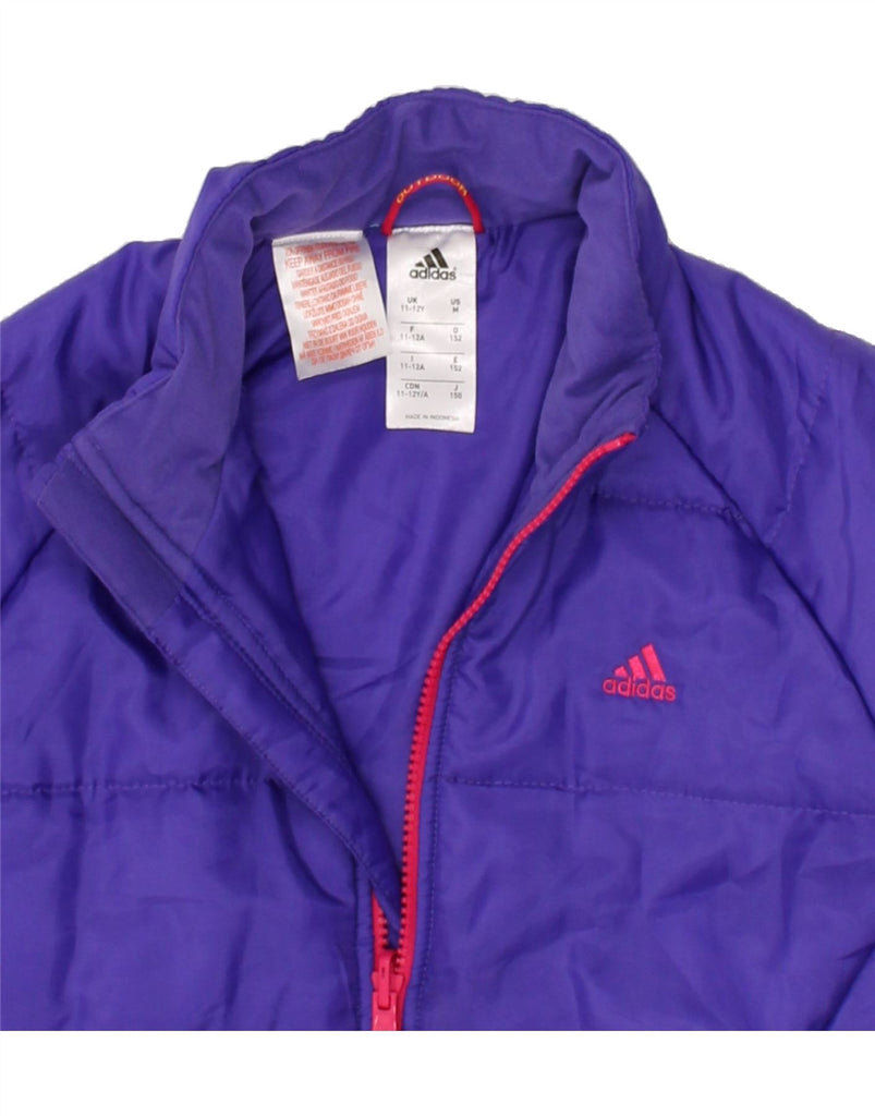 ADIDAS Girls Padded Jacket 11-12 Years Purple Polyester | Vintage Adidas | Thrift | Second-Hand Adidas | Used Clothing | Messina Hembry 