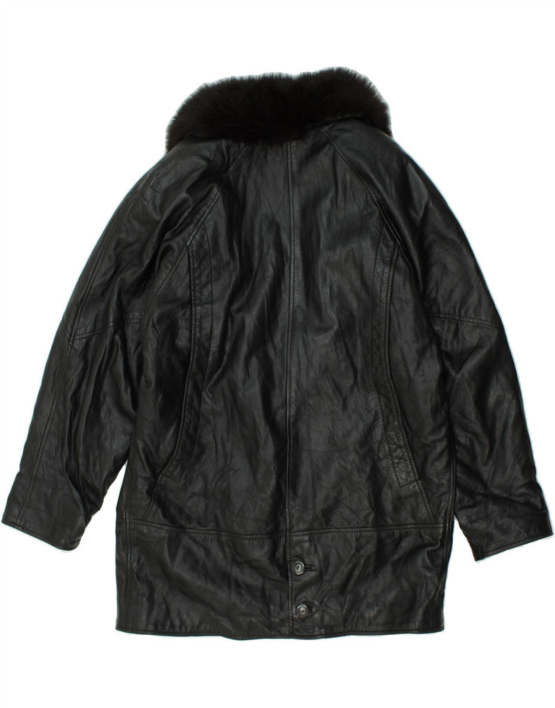 VINTAGE Womens Leather Coat EU 44 XL Black | Vintage Vintage | Thrift | Second-Hand Vintage | Used Clothing | Messina Hembry 
