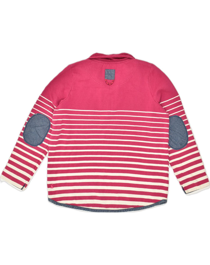 JOULES Womens Zip Neck Sweatshirt Jumper UK 12 Medium  Pink Striped Cotton | Vintage Joules | Thrift | Second-Hand Joules | Used Clothing | Messina Hembry 