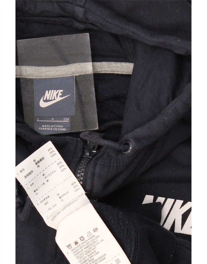 Nike Mens Graphic Zip Hoodie Sweater Small Navy Blue Cotton