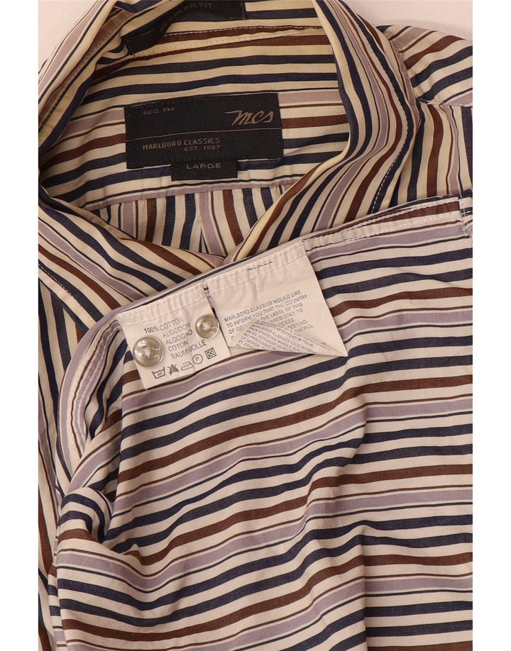 Marlboro Classics Mens Shirt Large Multicoloured Pinstripe Cotton