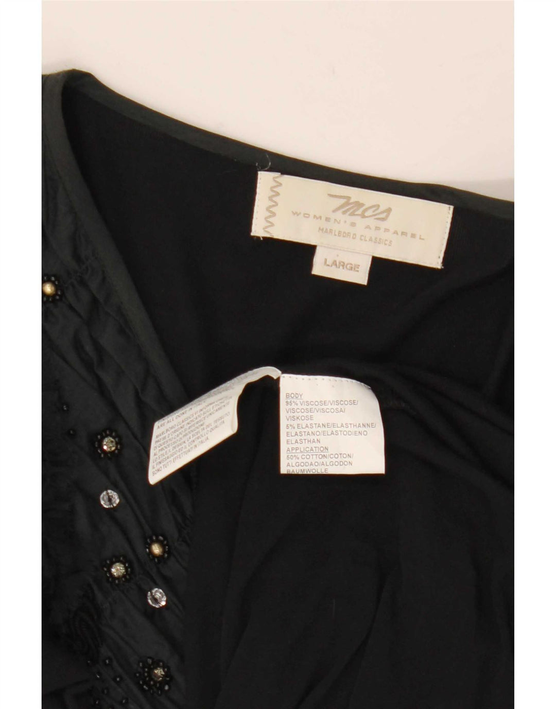 Marlboro Classics Womens Long Sleeve Tunic Top UK 14 Large Black Viscose