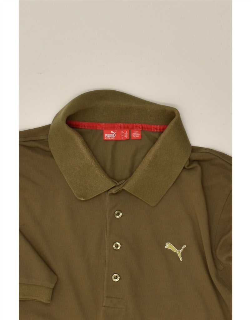 PUMA Mens Polo Shirt Medium Khaki Cotton | Vintage Puma | Thrift | Second-Hand Puma | Used Clothing | Messina Hembry 