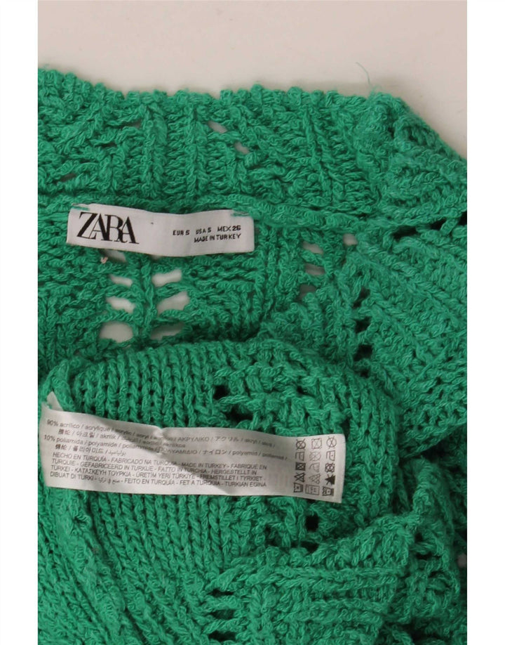 Zara Womens Oversized Turtle Neck Jumper Sweater UK 10 Small Green Acrylic