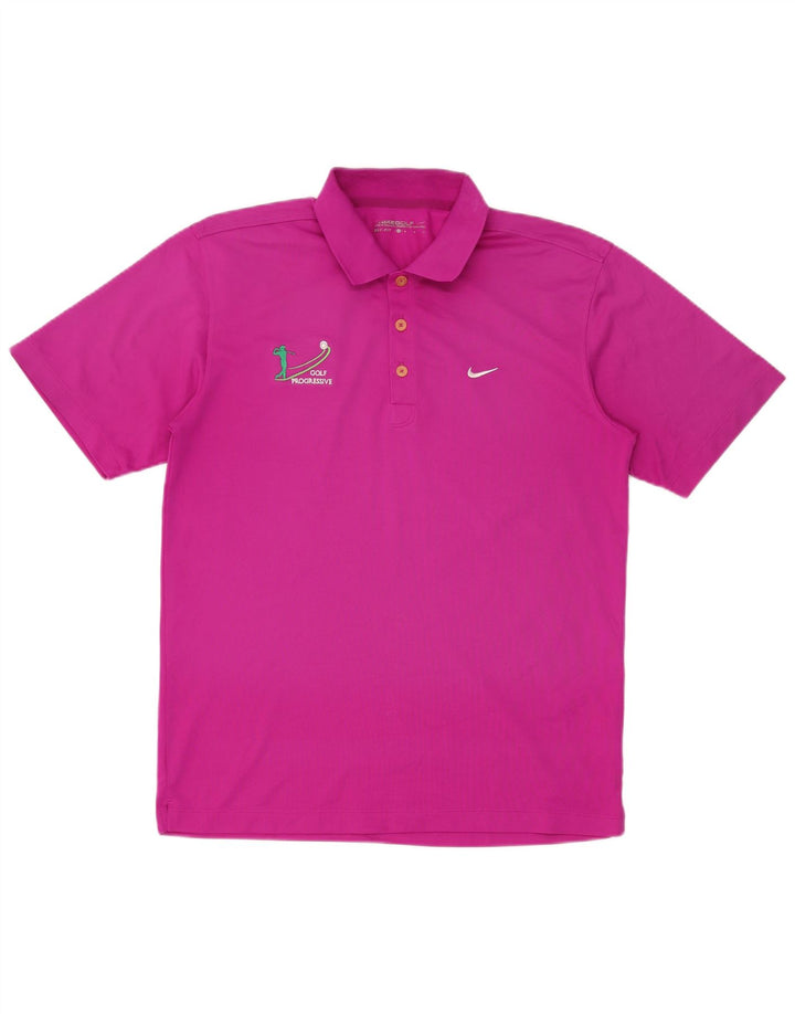 Nike Mens Dri Fit Polo Shirt Medium Pink Polyester