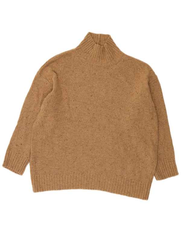Zara Womens Loose Fit Turtle Neck Jumper Sweater UK 14 Large Brown Flecked