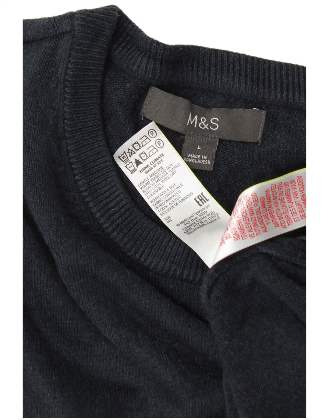 Marks & Spencer Mens Crew Neck Jumper Sweater Large Navy Blue Acrylic