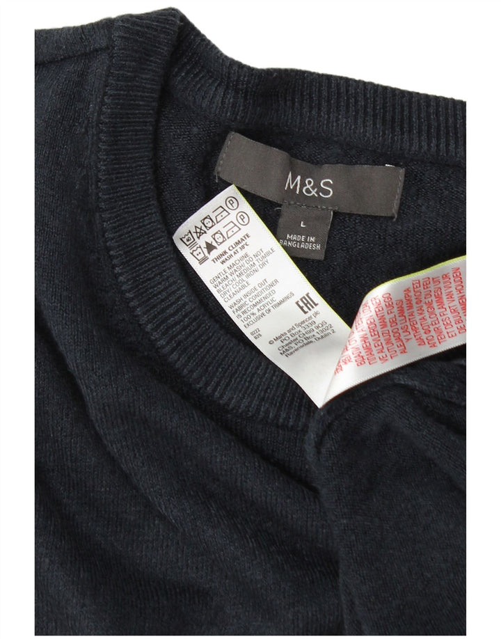Marks & Spencer Mens Crew Neck Jumper Sweater Large Navy Blue Acrylic