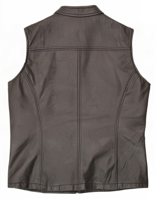 Marks & Spencer Womens Faux Leather Gilet UK 12 Medium Black PVC