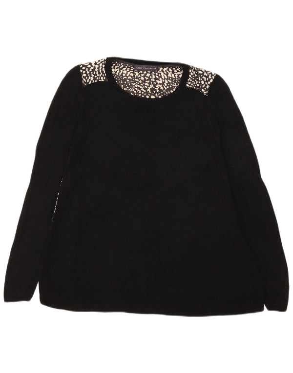 Marks & Spencer Womens Top Long Sleeve UK 12 Medium Black Animal Print
