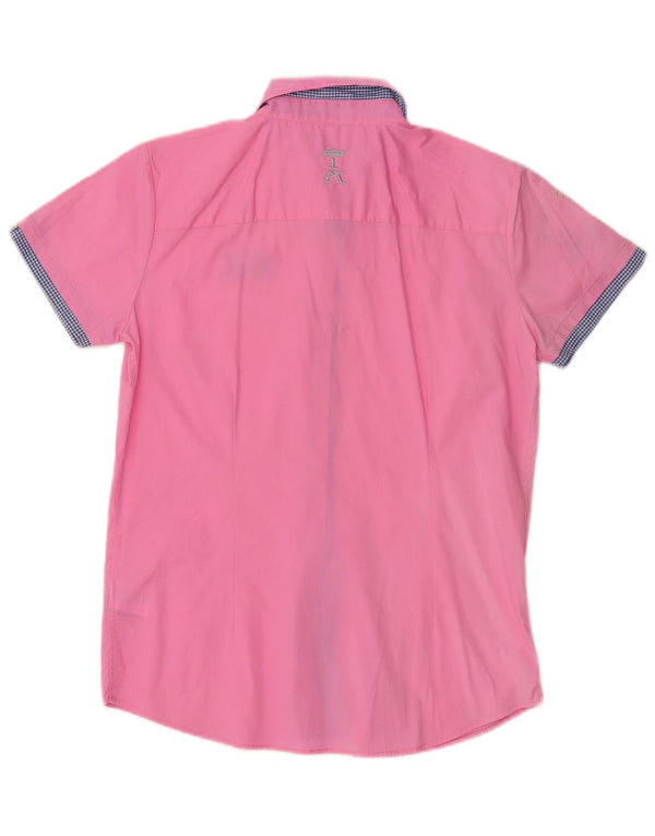 La Martina Womens Graphic Short Sleeve Shirt UK 18 XL Pink Cotton