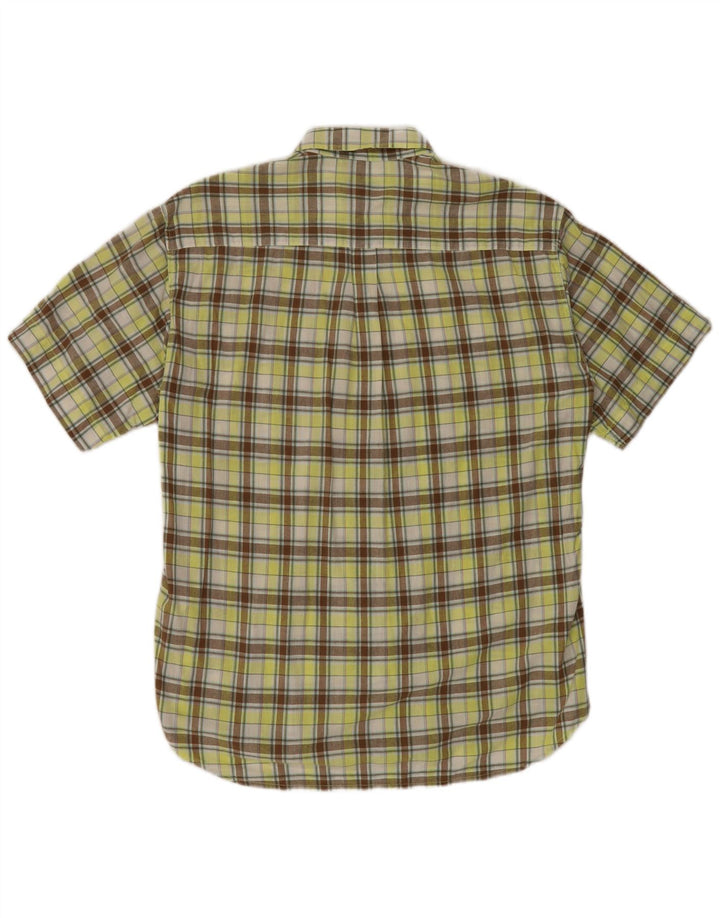 Carrera Mens Short Sleeve Shirt Large Green Check Cotton
