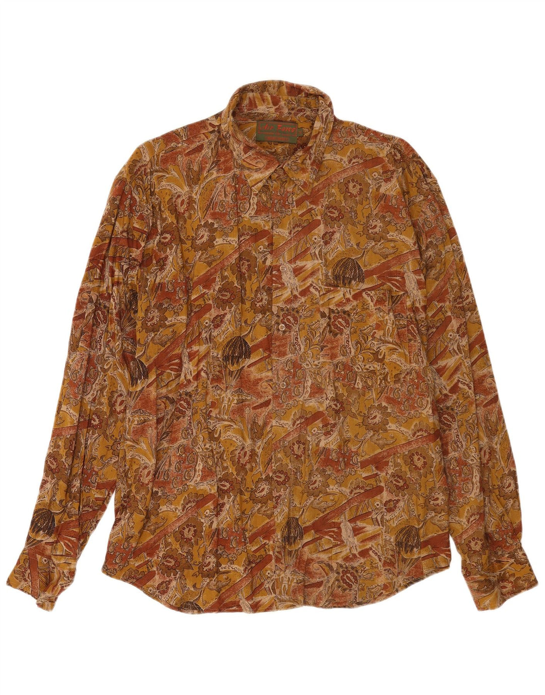 Vintage Mens Graphic Shirt XL Brown Viscose