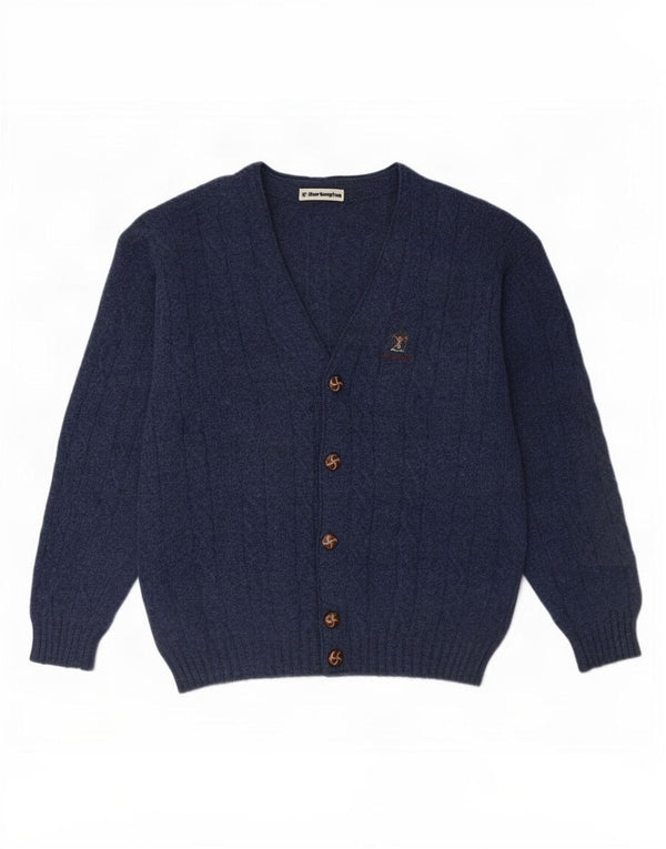 Burlington Mens Cardigan Sweater IT 48 Medium Navy Blue Wool