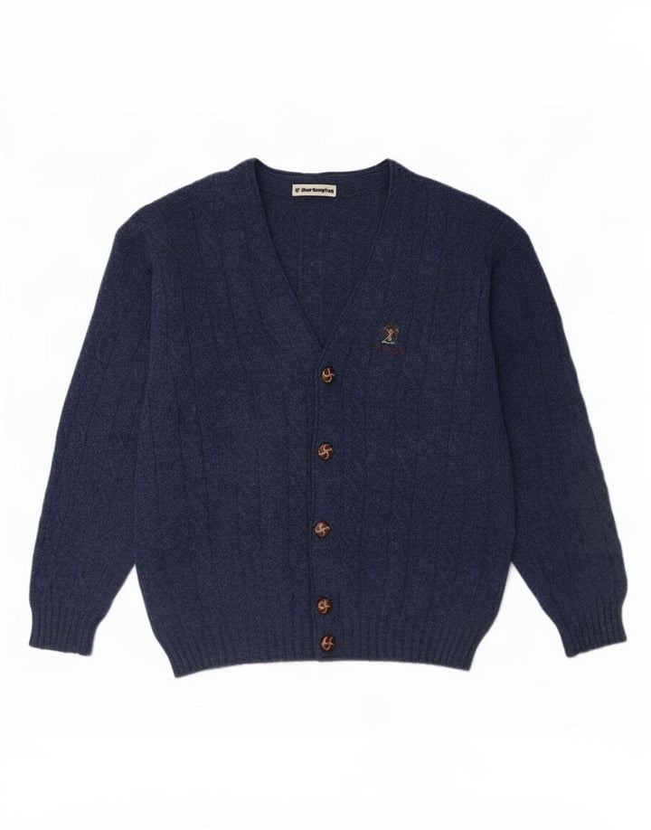 Burlington Mens Cardigan Sweater IT 48 Medium Navy Blue Wool