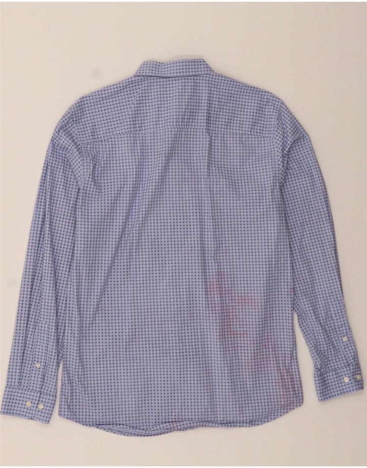 JACK & JONES Mens Stretch Shirt Large Blue Spotted Cotton Vintage Jack & Jones and Second-Hand Jack & Jones from Messina Hembry 