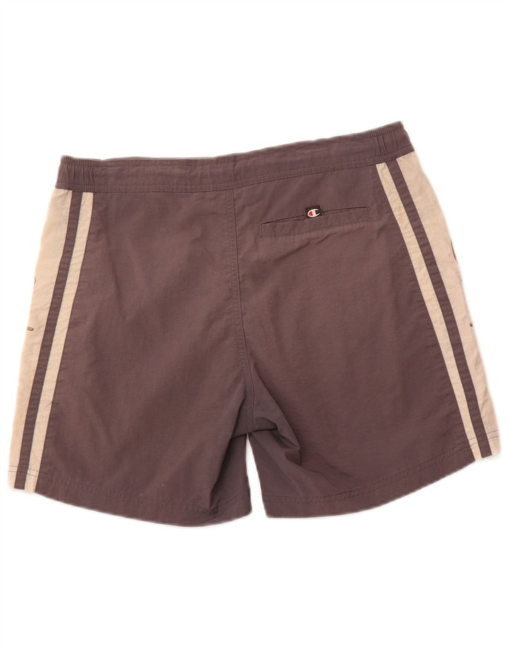 CHAMPION Mens Graphic Swimming Shorts Small Grey Colourblock Polyamide