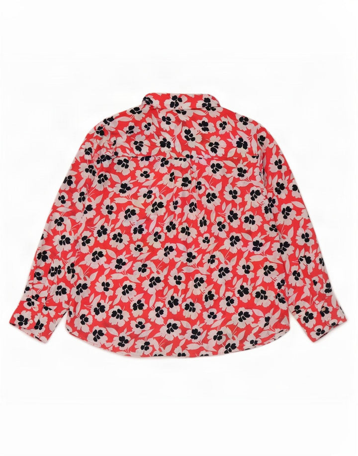 Marks & Spencer Womens Oversized Shirt Blouse UK 18 XL Red Floral Polyester