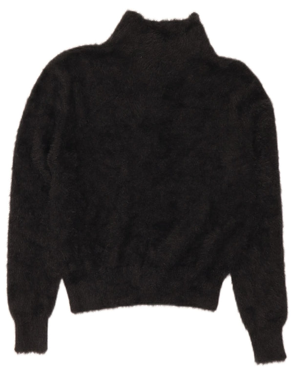Zara Womens Crop Polo Neck Jumper Sweater UK 10 Small Black Nylon
