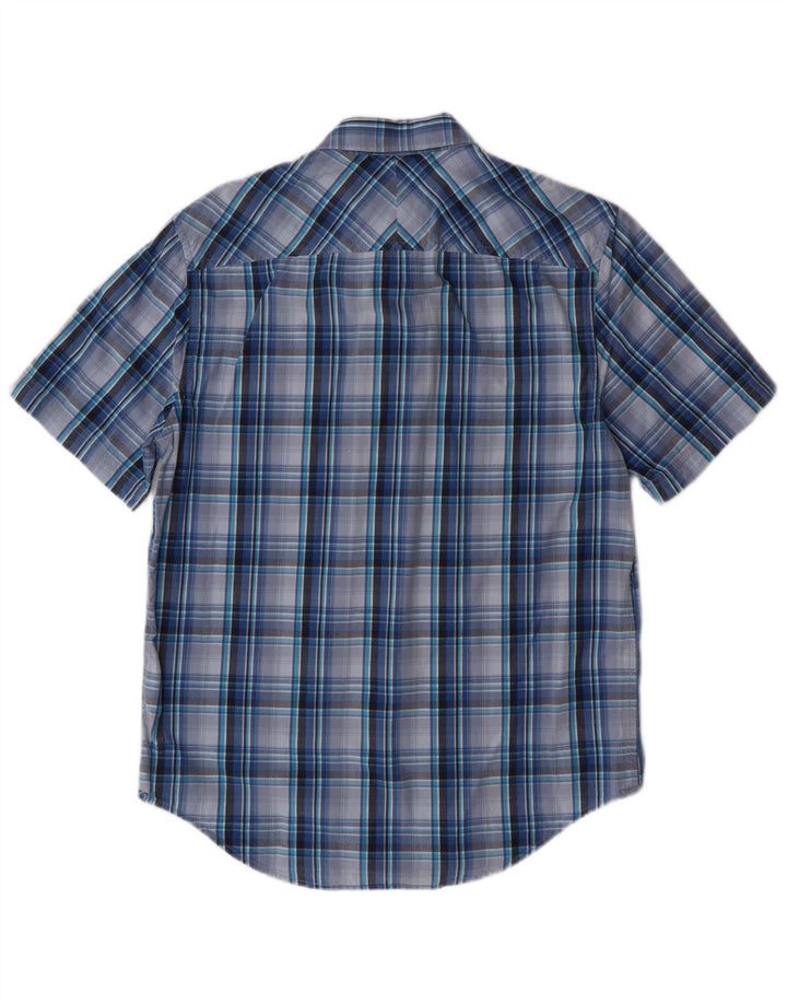 Timberland Mens Short Sleeve Regular Fit Shirt Small Blue Plaid Cotton
