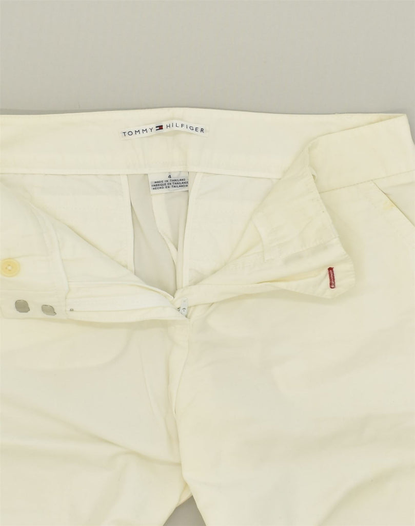 TOMMY HILFIGER Womens Wide Leg Chino Trousers US 4 Small W28 L28 White | Vintage Tommy Hilfiger | Thrift | Second-Hand Tommy Hilfiger | Used Clothing | Messina Hembry 