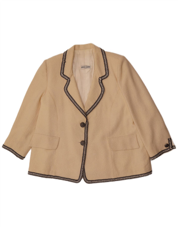 Pierre Cardin Womens 2 Button Blazer Jacket UK 14 Large Beige