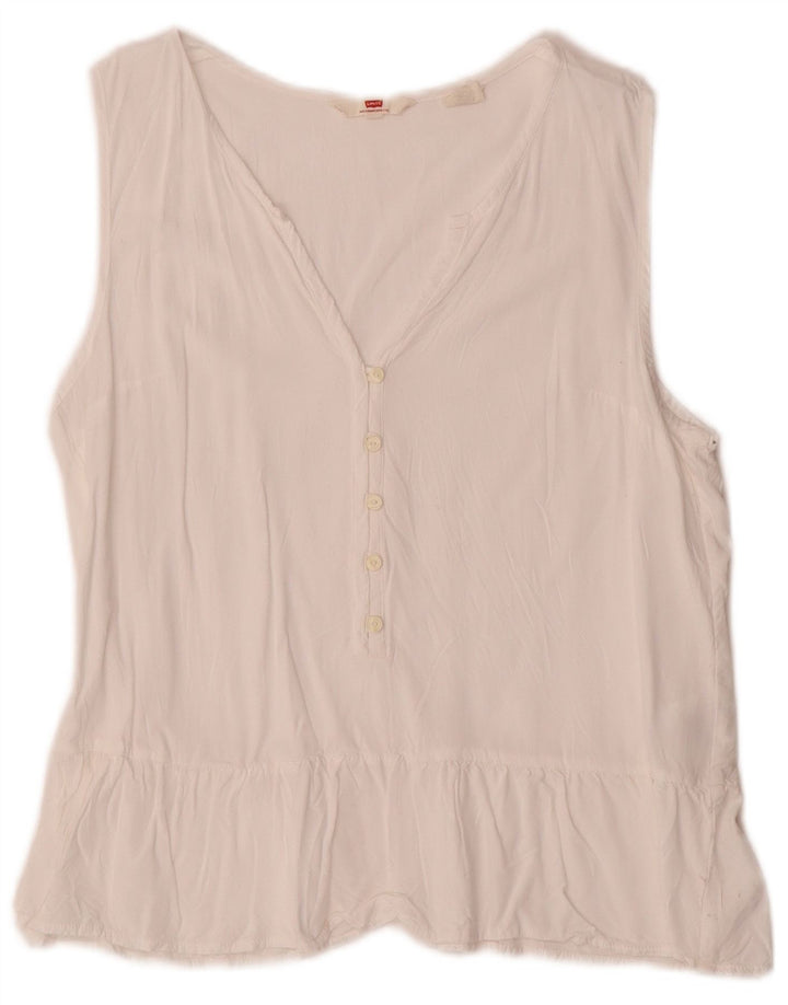 Levi's Womens Sleeveless Blouse Top UK 10 Small White Rayon