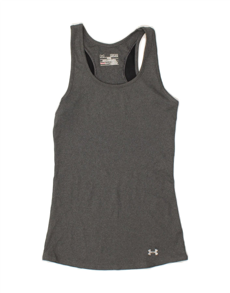 UNDER ARMOUR Womens Heat Gear Vest Top UK 12 Medium Grey Polyester | Vintage Under Armour | Thrift | Second-Hand Under Armour | Used Clothing | Messina Hembry 