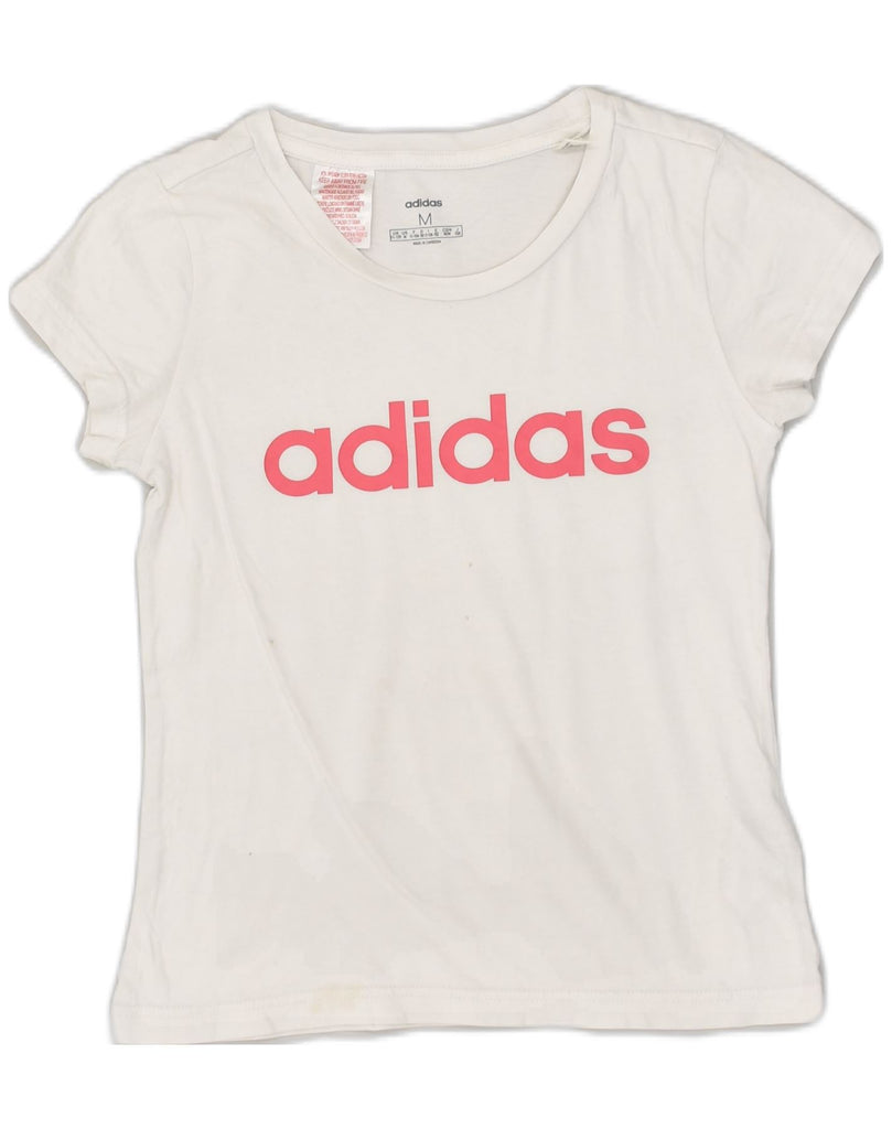 ADIDAS Girls Graphic T-Shirt Top 11-12 Years Medium  White Cotton | Vintage Adidas | Thrift | Second-Hand Adidas | Used Clothing | Messina Hembry 