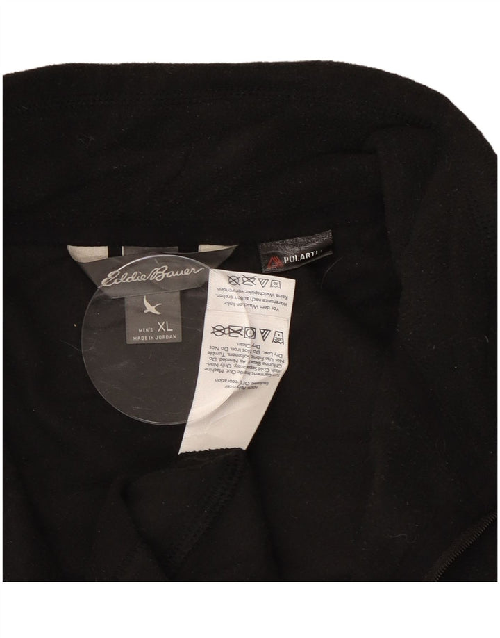 Eddie Bauer Mens Zip Neck Fleece Jumper XL Black Polyester