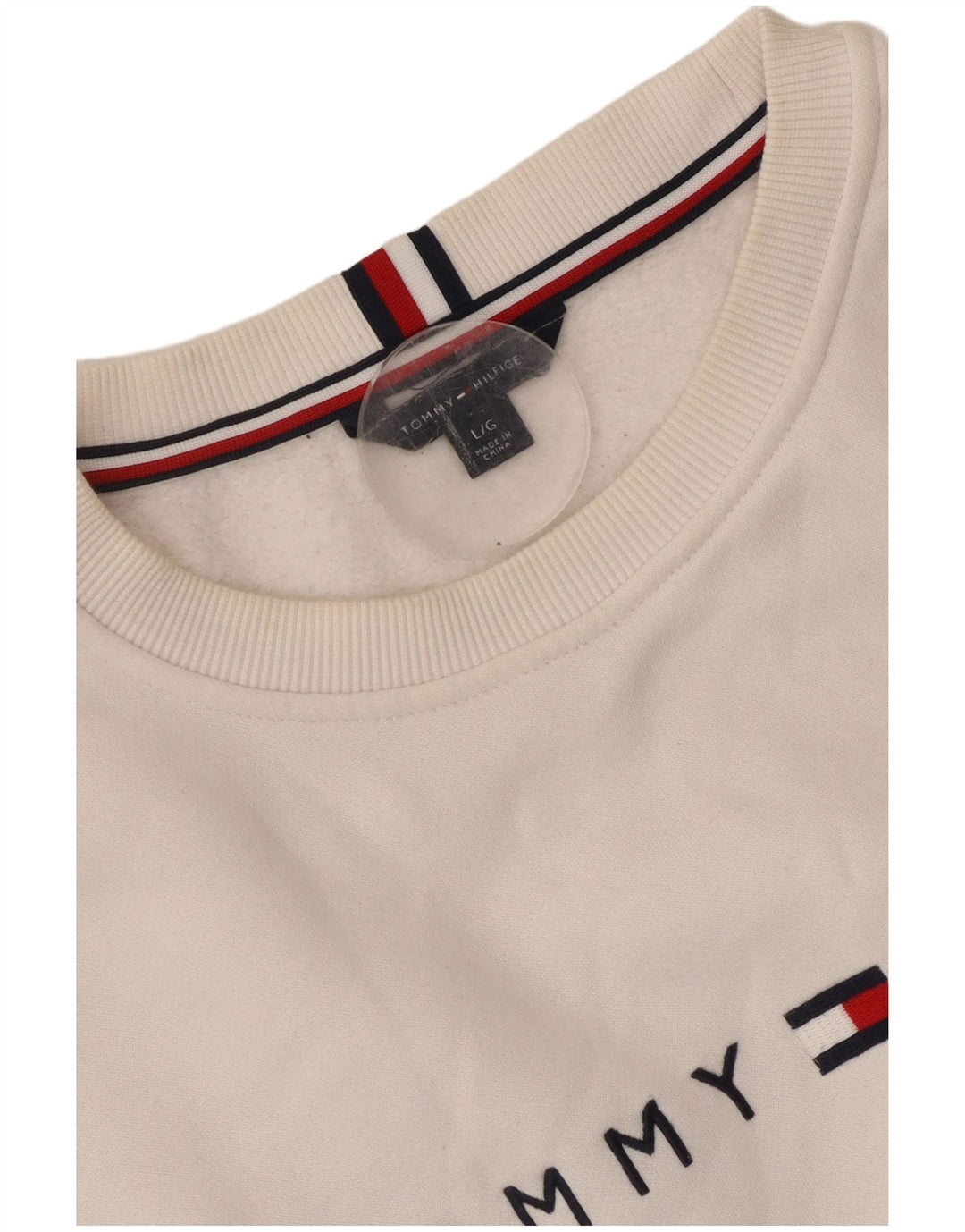 TOMMY HILFIGER Womens Graphic Jumper Dress UK 16 Large White Colourblock