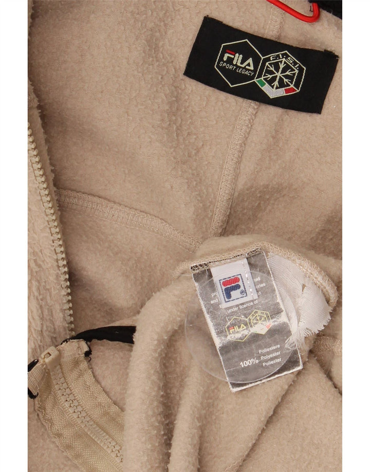 FILA Mens Fleece Jacket UK 40 Large Beige Colourblock Polyester