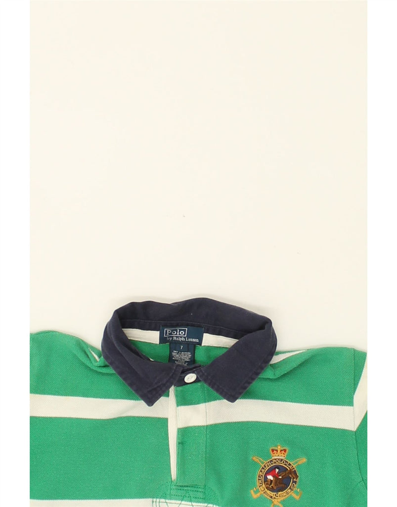 POLO RALPH LAUREN Boys Polo Shirt 6-7 Years Green Striped Cotton | Vintage Polo Ralph Lauren | Thrift | Second-Hand Polo Ralph Lauren | Used Clothing | Messina Hembry 