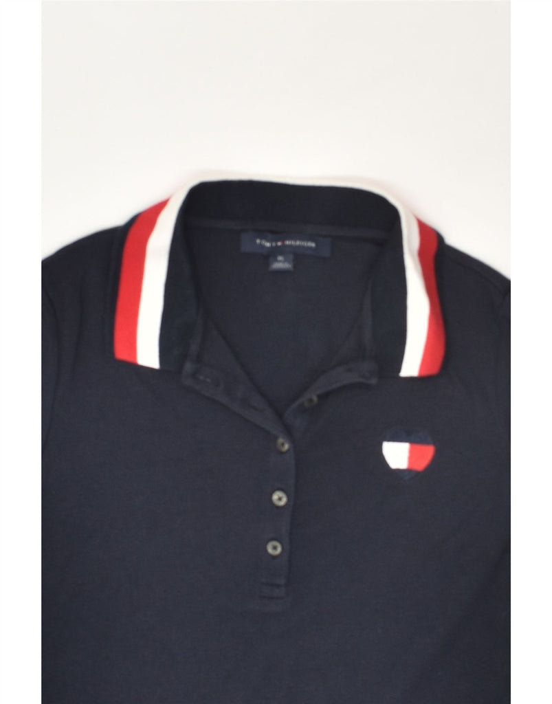 TOMMY HILFIGER Womens Polo Shirt UK 10 Small Navy Blue Cotton | Vintage Tommy Hilfiger | Thrift | Second-Hand Tommy Hilfiger | Used Clothing | Messina Hembry 