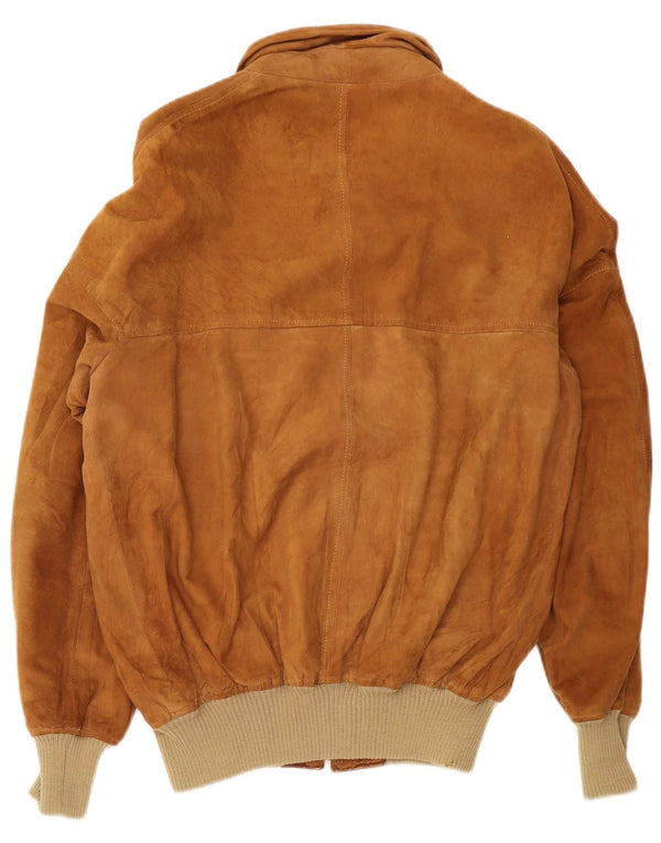 Vintage Mens Suede Bomber Jacket UK 40 Large Brown Leather