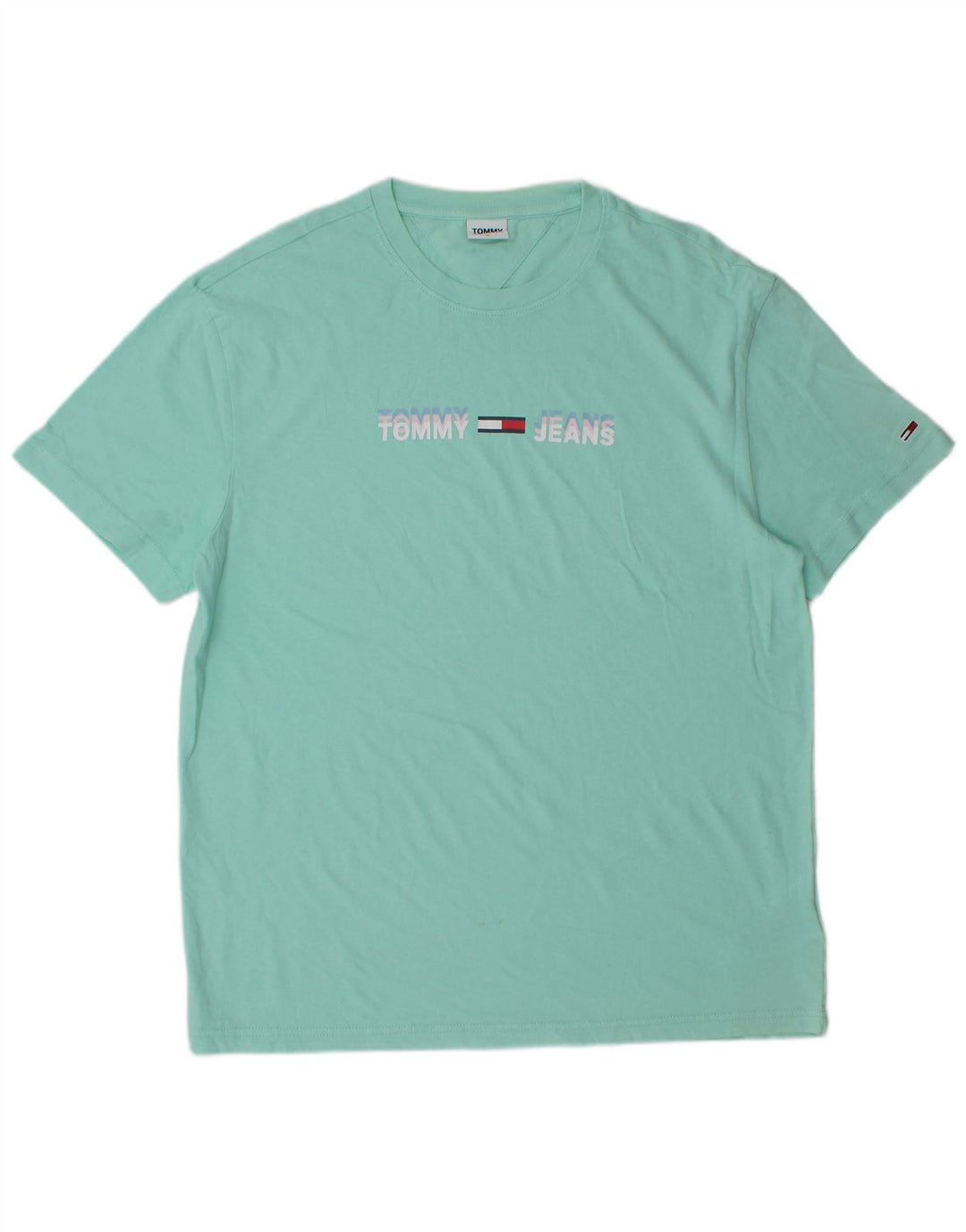 Tommy Hilfiger Mens Graphic T-Shirt Top XL Turquoise Cotton