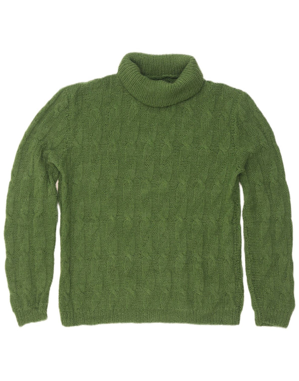 Vintage Mens Roll Neck Jumper Sweater Small Green