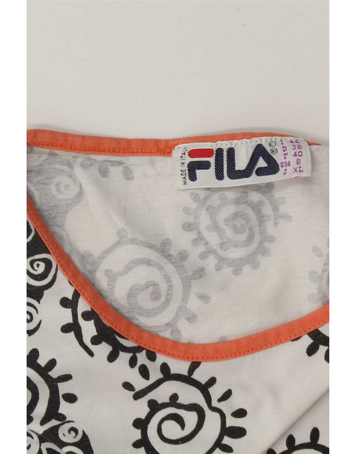Fila Womens T-Shirt Top IT 44 Medium White Paisley