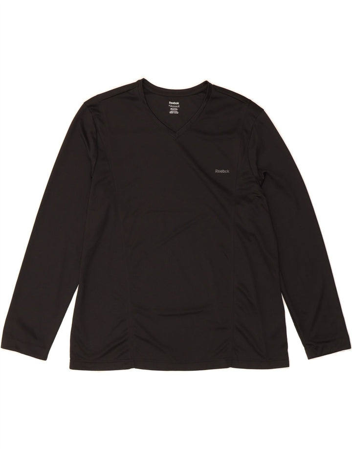 REEBOK Womens Top Long Sleeve UK 20/22 XL Black Polyester Vintage Reebok and Second-Hand Reebok from Messina Hembry 