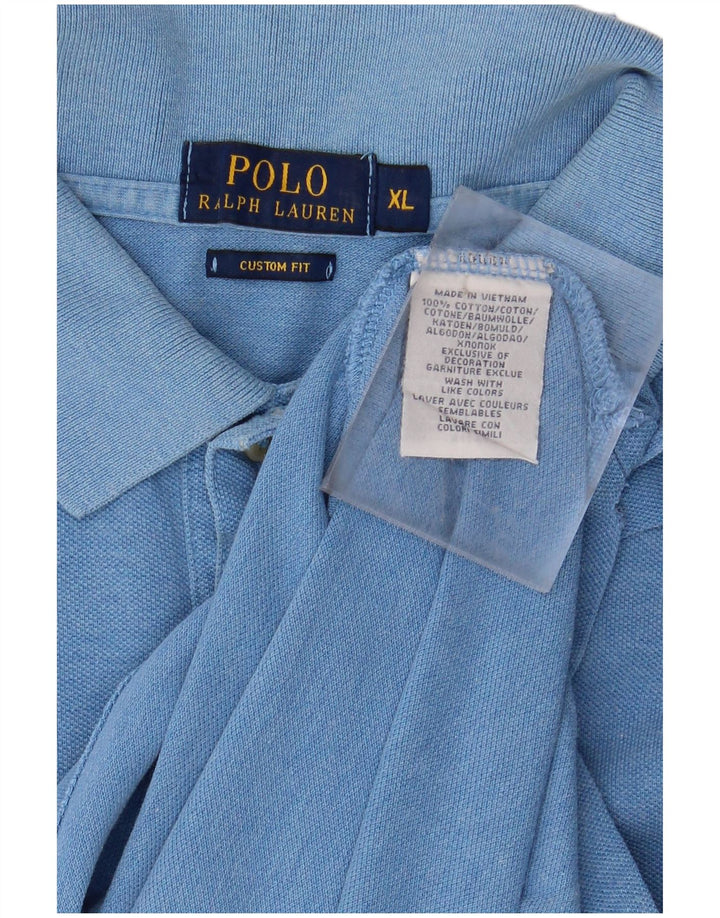 POLO RALPH LAUREN Mens Custom Fit Polo Shirt XL Blue Cotton