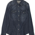 Sisley Womens Denim Shirt UK 10 Small Navy Blue