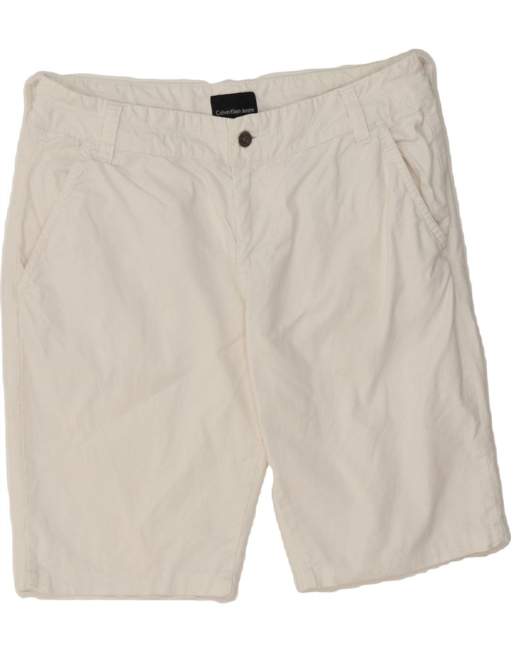 CALVIN KLEIN Womens Chino Shorts W34 Large White Vintage Calvin Klein and Second-Hand Calvin Klein from Messina Hembry 