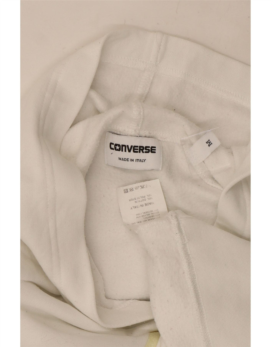 CONVERSE Womens Graphic Hoodie Jumper UK 14 Medium White Cotton