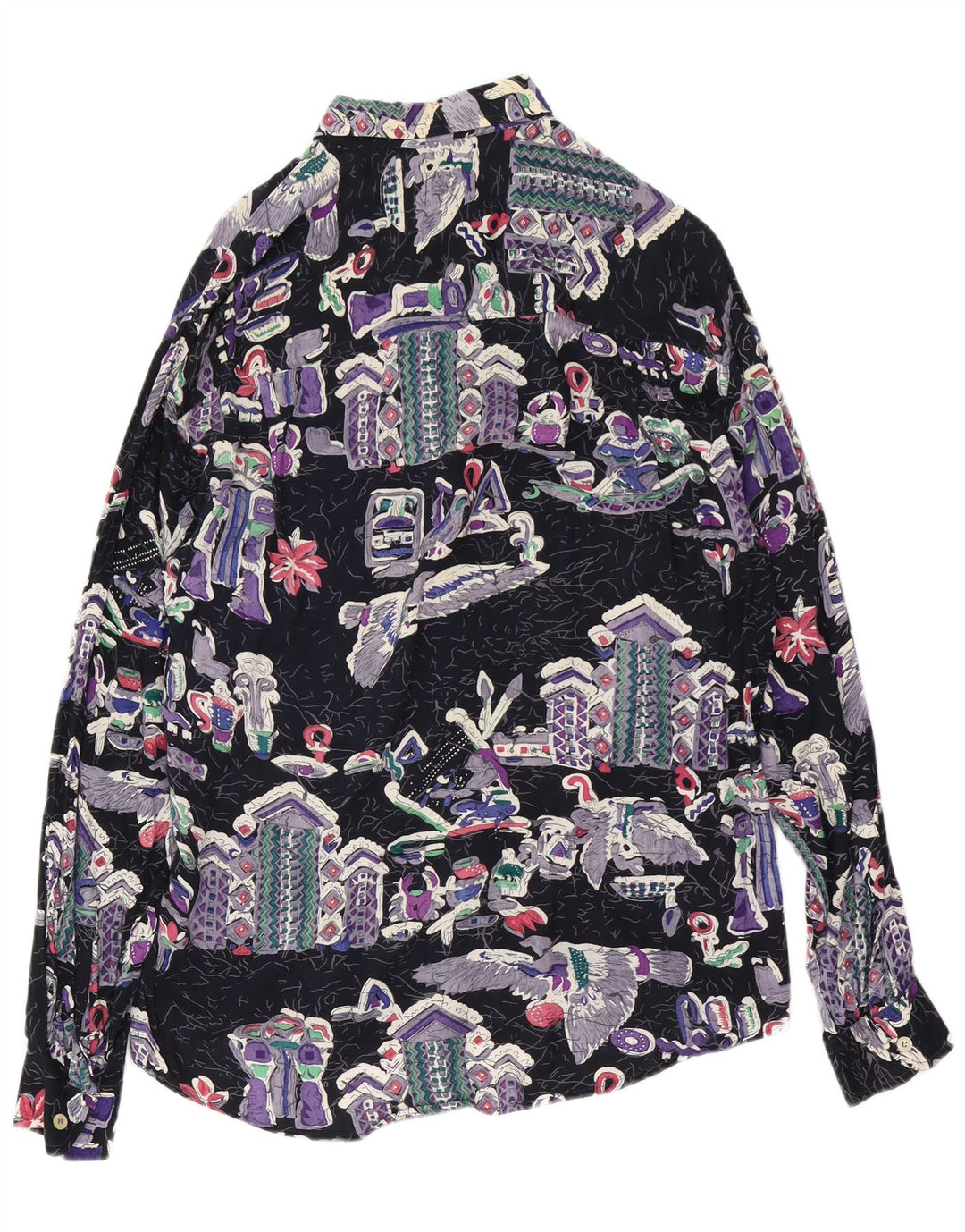 HARRIS de LUCA Mens Abstract Pattern Shirt Small Multicoloured Viscose