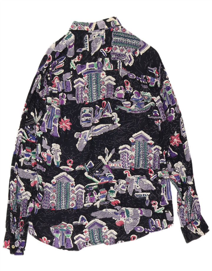 HARRIS de LUCA Mens Abstract Pattern Shirt Small Multicoloured Viscose