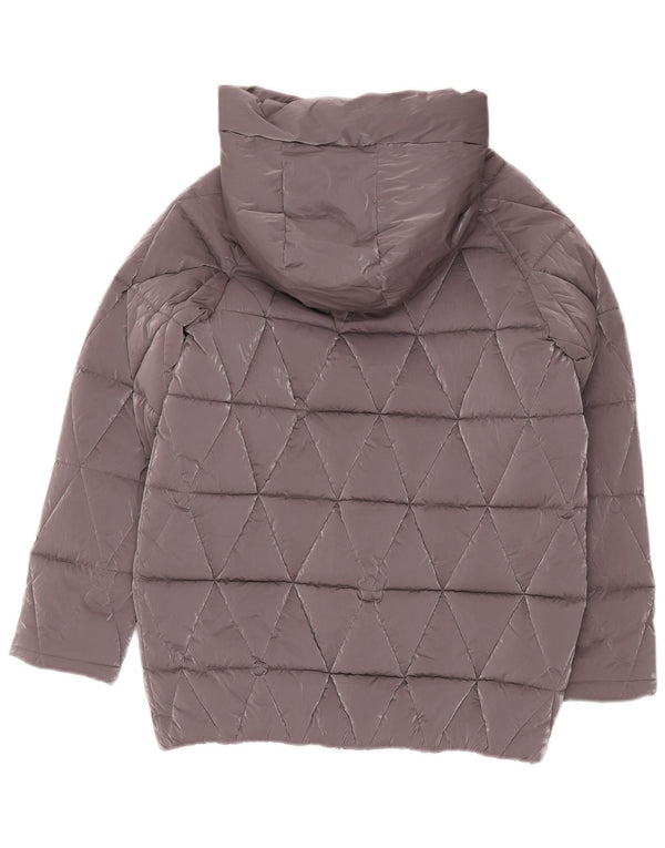 Benetton Girls Hooded Padded Coat 15-16 Years 2XL Grey Polyester